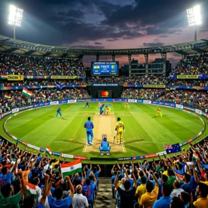 IPL 2026 thumbnail: illuminated stadium full of fans